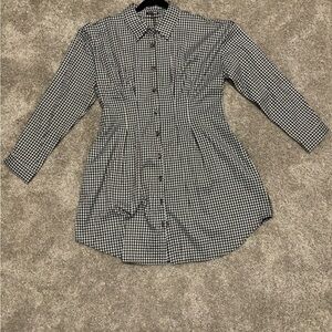 Fashion Nova Black and White Houndstooth Shirt Dress